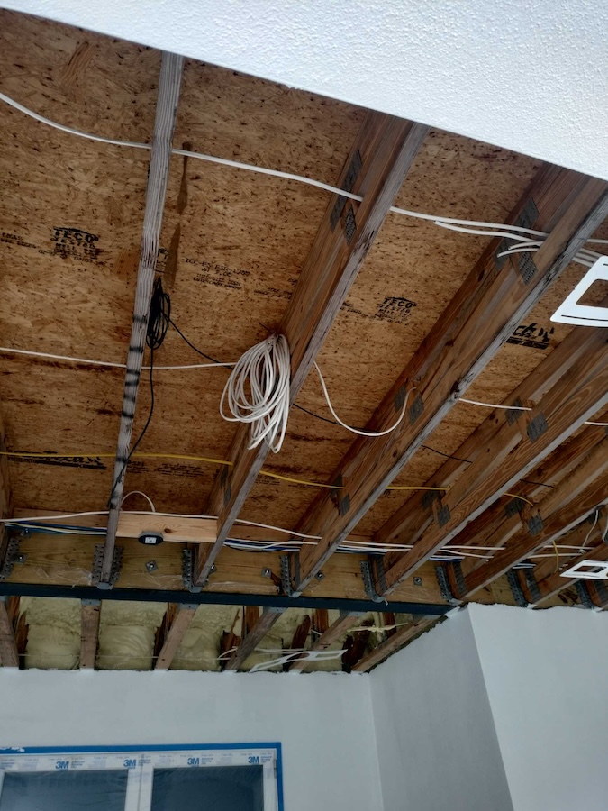 Pre-wiring during construction for smart home technology. 