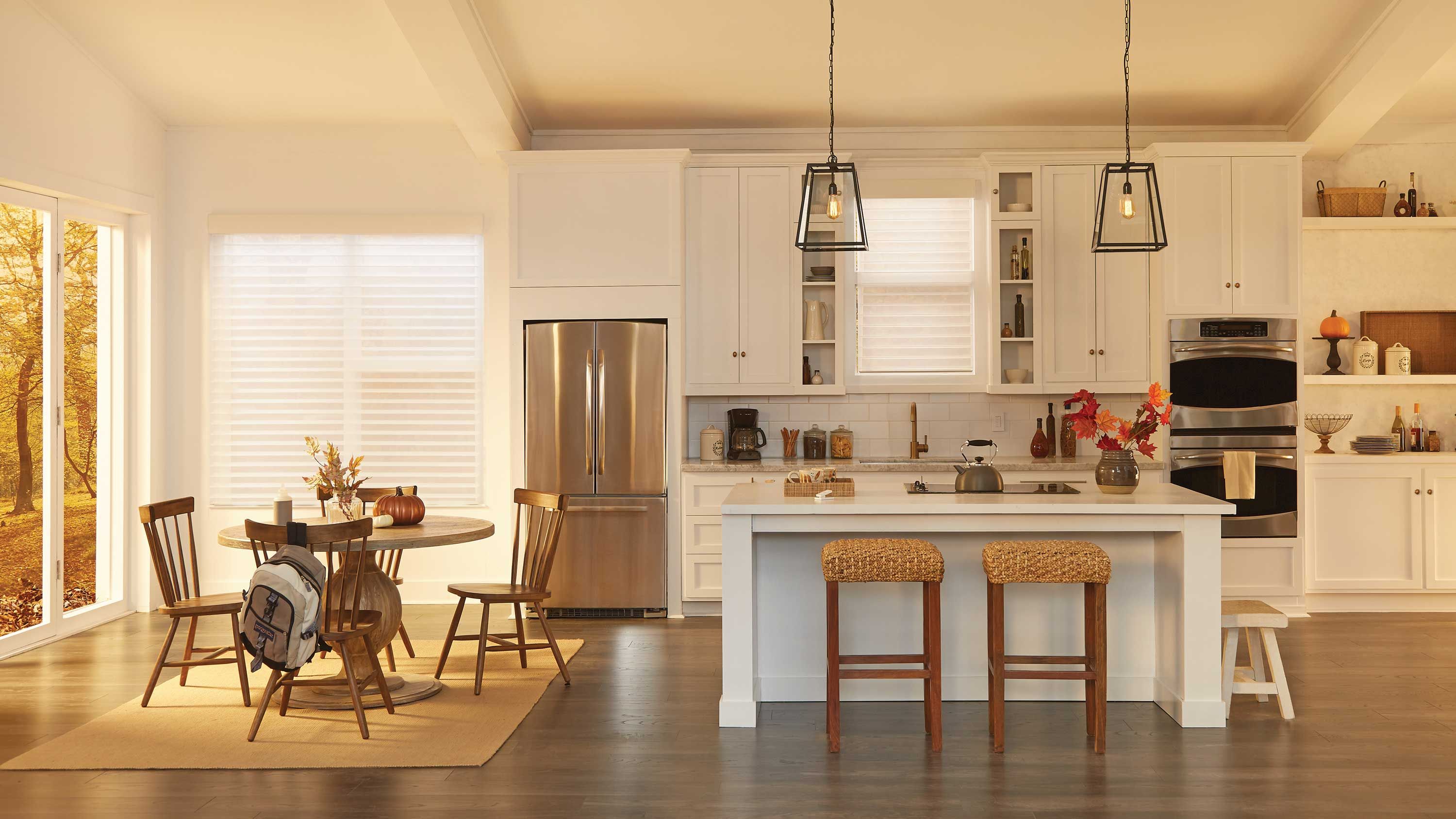 warm toned kitchen with lutron technology